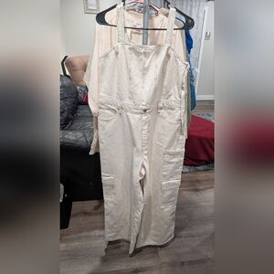 Wild Fable Cream Jumpsuit with Pockets